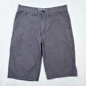 Avirex Mens Gray Striped Flat Front Casual Shorts Size 34W 13L Skater Y2K Street